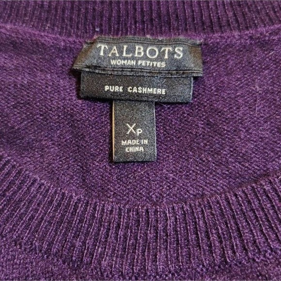 Talbots $199 0X Petite 100% Cashmere Purple Heather Rich Amethyst Audrey Sweater - Picture 2 of 7